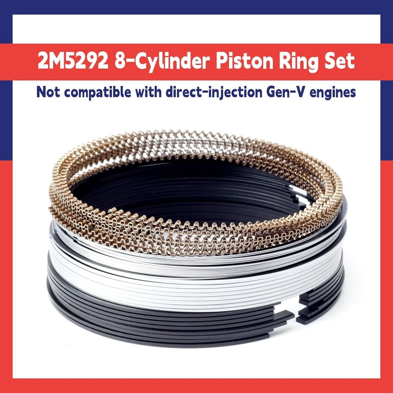 Dusledel 2M5292 8-Cylinder Piston Ring Set Replacement for GM 6.2L LS3 L94 L9H L99 for Escalade for Corvette for Silverado for Camaro for Pontiac for 4.065" Diameter Bores - Image 2